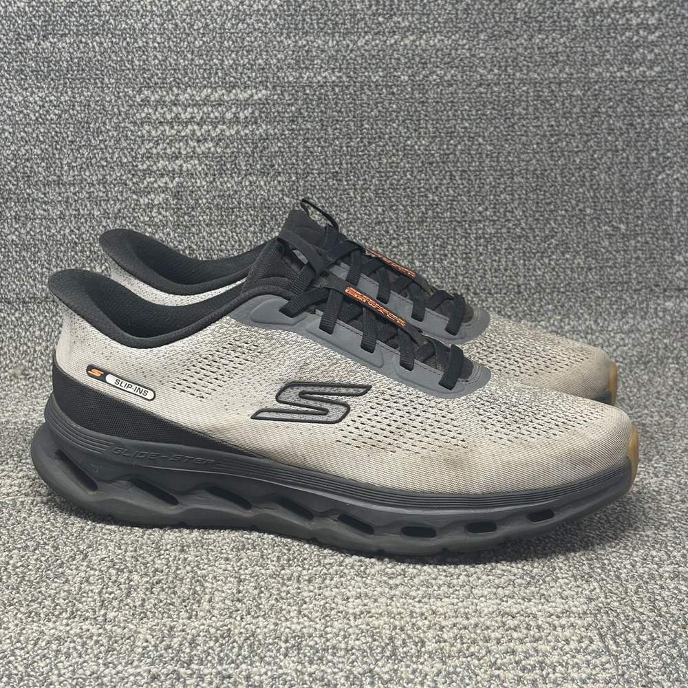 Skechers GO WALK Glide-Step Slip-ins Men's 12 Gray Black 217017 Walking Shoes